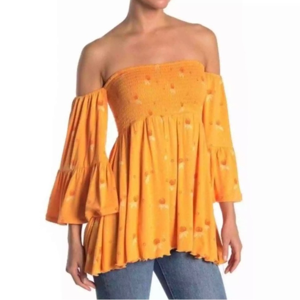 Free People Lana Off the Shoulder Tunic Golden Poppy S